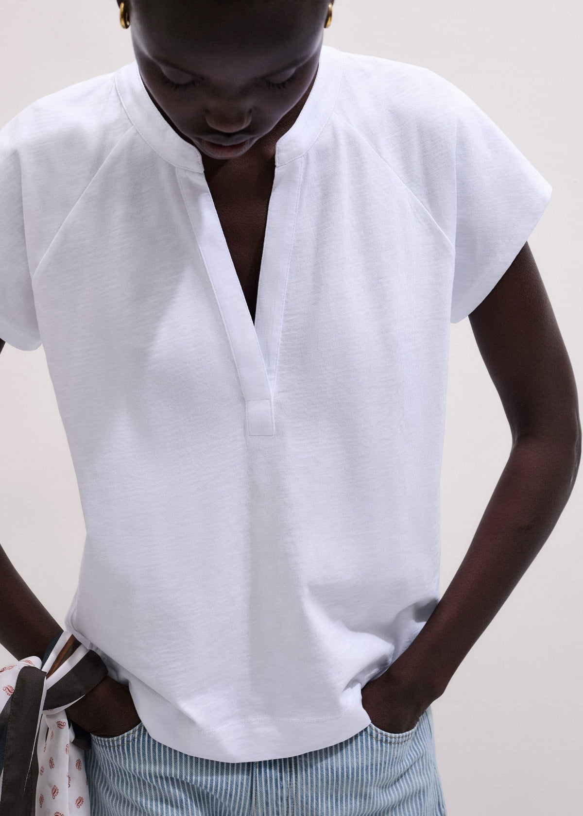 White Open Placket Swing Top | ME+EM