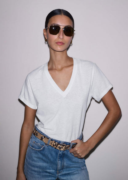 White Soft Washed V-Neck Tee | ME+EM