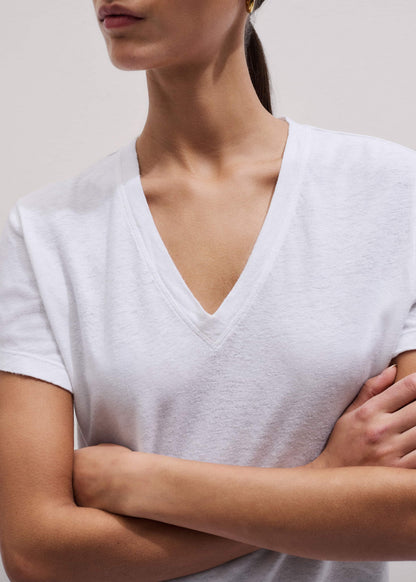 White Soft Washed V-Neck Tee | ME+EM