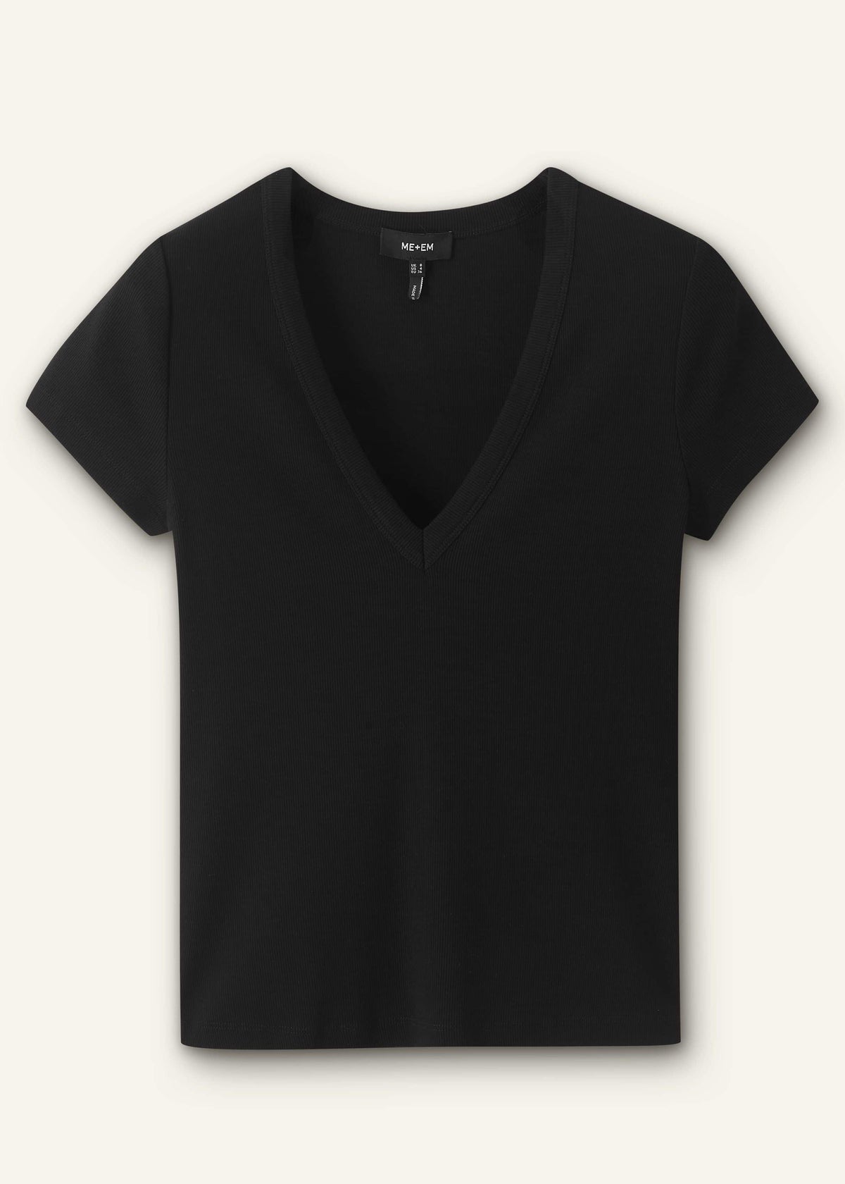Black Ultimate Fitted Rib V-Neck Tee | ME+EM