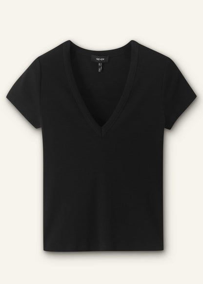 Black Ultimate Fitted Rib V-Neck Tee | ME+EM