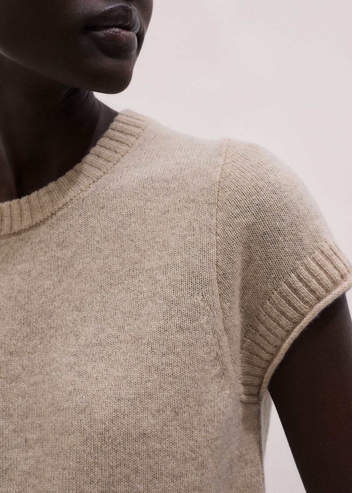 Oatmeal Cashmere Shrunken Knit Baby Tee | ME+EM