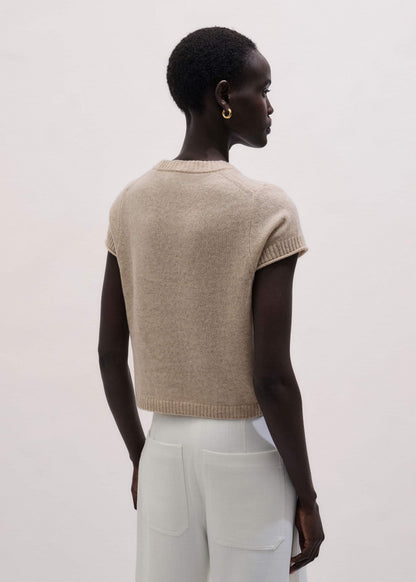 Oatmeal Cashmere Shrunken Knit Baby Tee | ME+EM