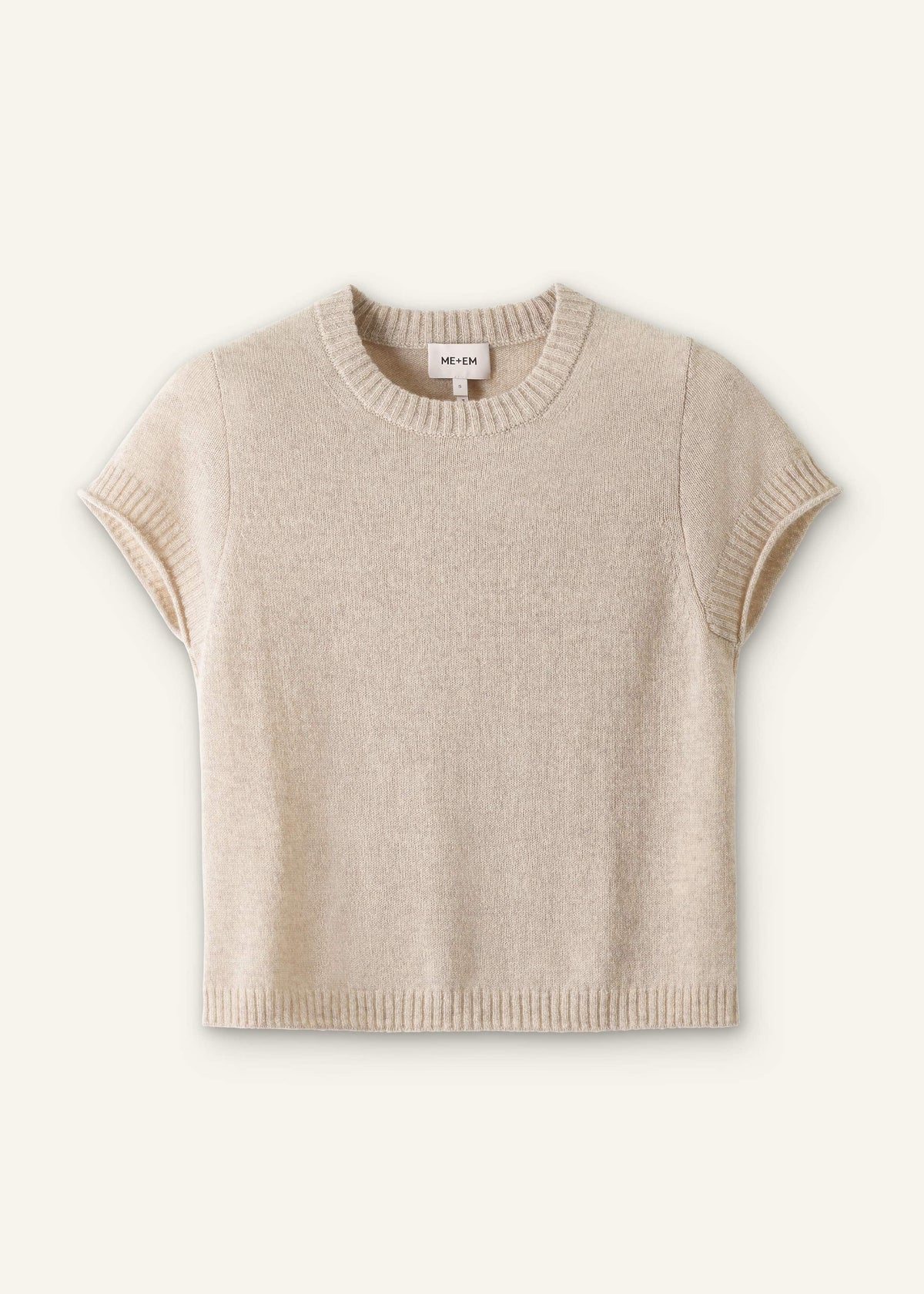 Oatmeal Cashmere Shrunken Knit Baby Tee | ME+EM