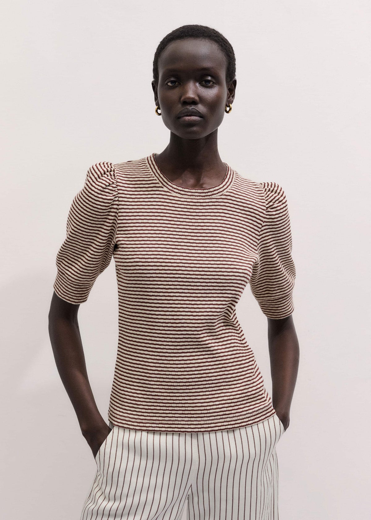 Cinnamon Brown Feminine Sleeve Tee | ME+EM