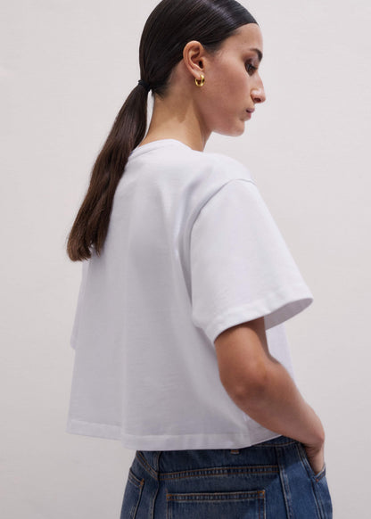 White Relaxed Cropped T-Shirt | ME+EM