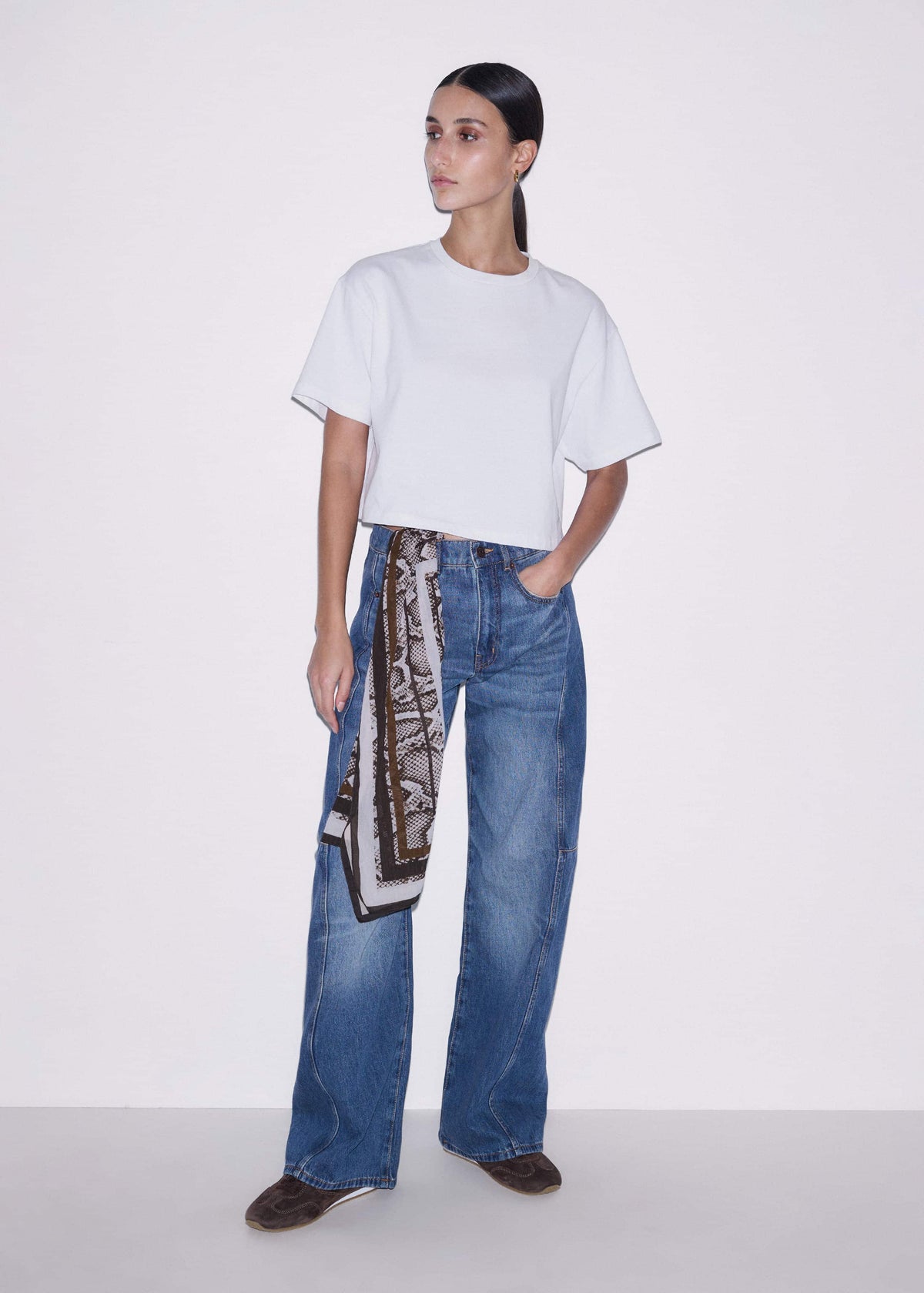 White Relaxed Cropped T-Shirt | ME+EM