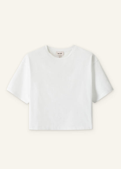 White Relaxed Cropped T-Shirt | ME+EM