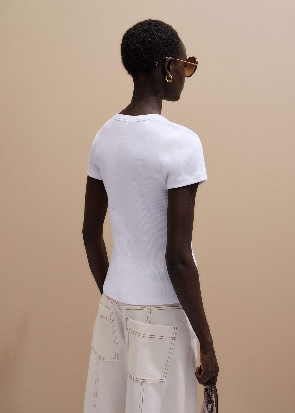 White Ultimate Fitted Rib V-Neck Tee | ME+EM