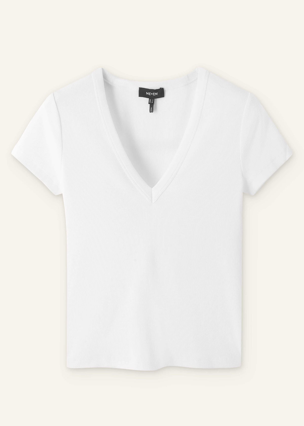 White Ultimate Fitted Rib V-Neck Tee | ME+EM
