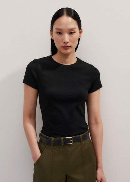 Black Ultimate Fitted Rib Crew Neck Tee | ME+EM