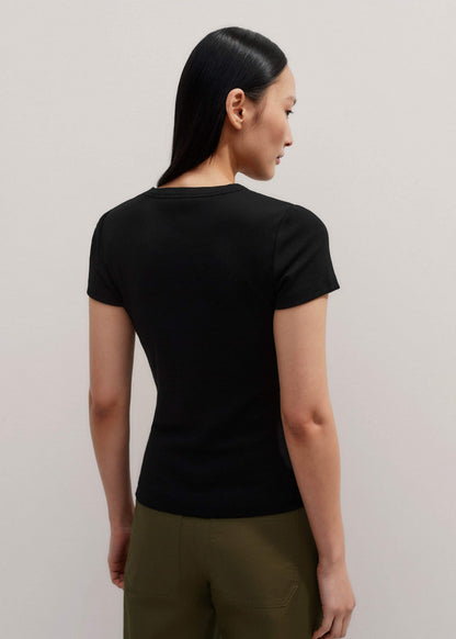 Black Ultimate Fitted Rib Crew Neck Tee | ME+EM