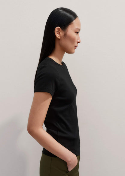 Black Ultimate Fitted Rib Crew Neck Tee | ME+EM