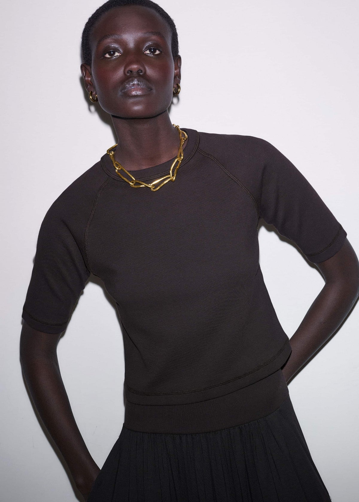 Brown Raglan Crop Tee | ME+EM