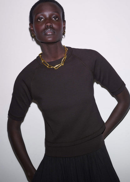 Brown Raglan Crop Tee | ME+EM