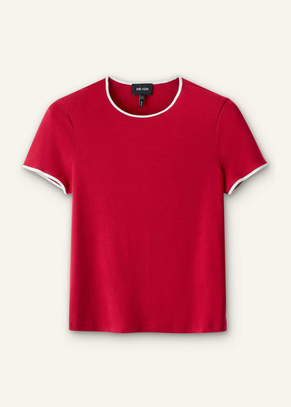 Red Contrast Trim Slim Tee | ME+EM