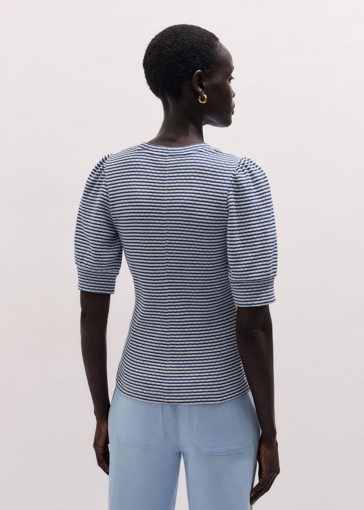 Blue Feminine Sleeve Tee | ME+EM