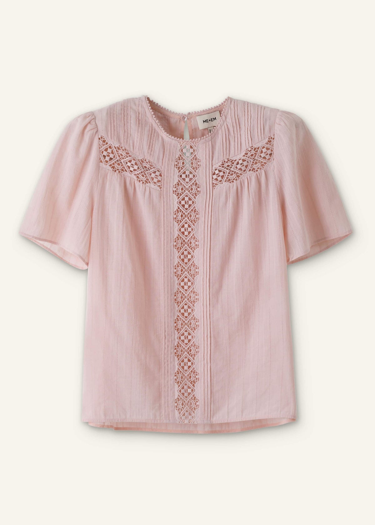 Pink Embroidered Cutout Tee | ME+EM