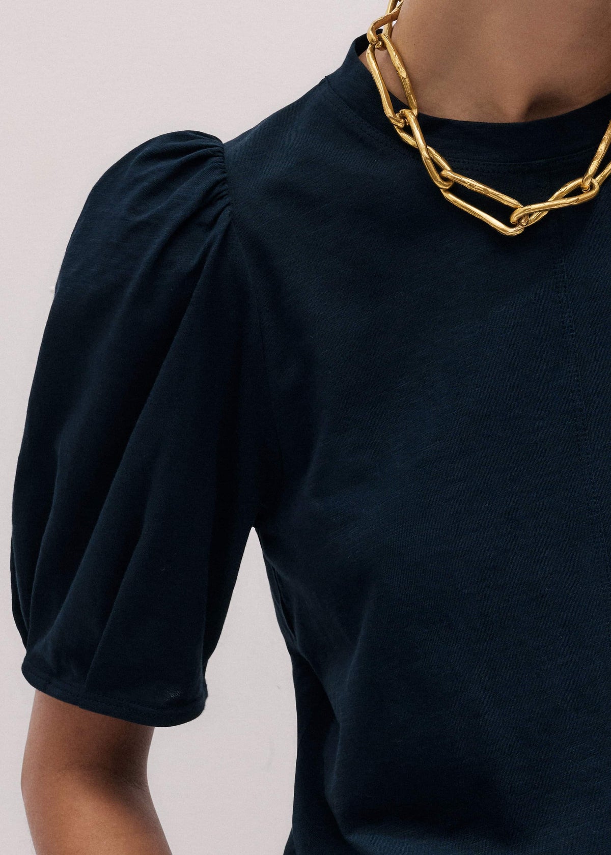 Navy Feminine Sleeve Swing Top | ME+EM