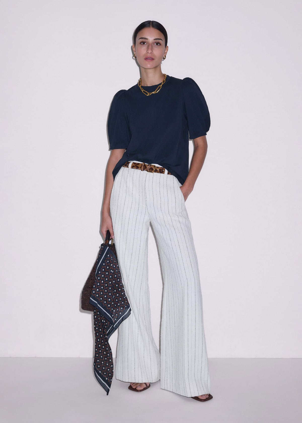 Navy Feminine Sleeve Swing Top | ME+EM