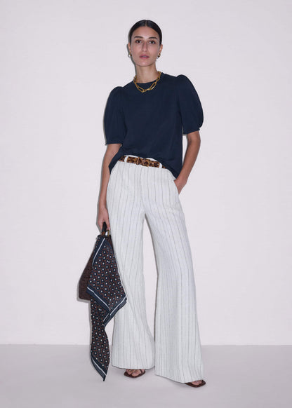 Navy Feminine Sleeve Swing Top | ME+EM