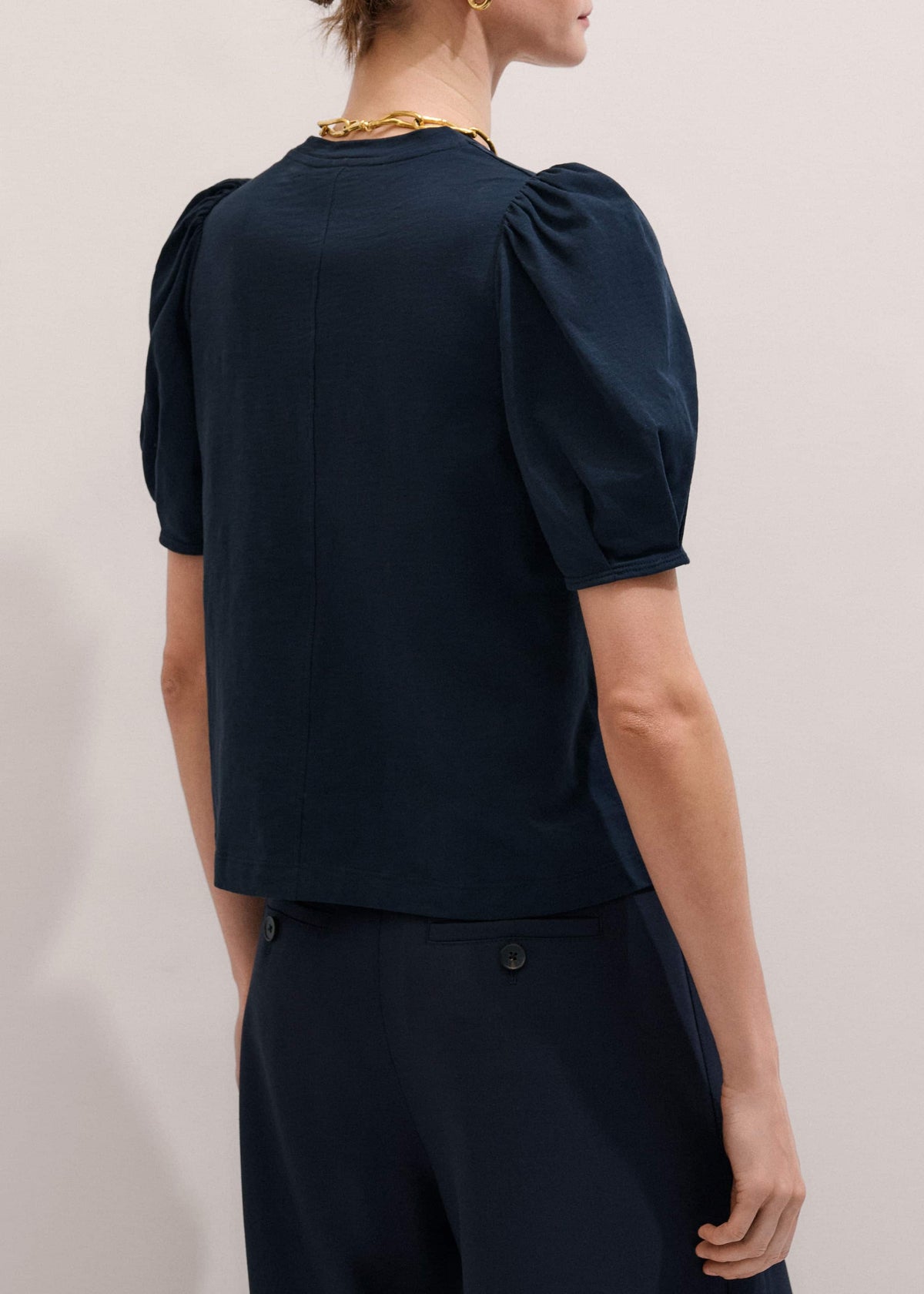 Navy Feminine Sleeve Swing Top | ME+EM
