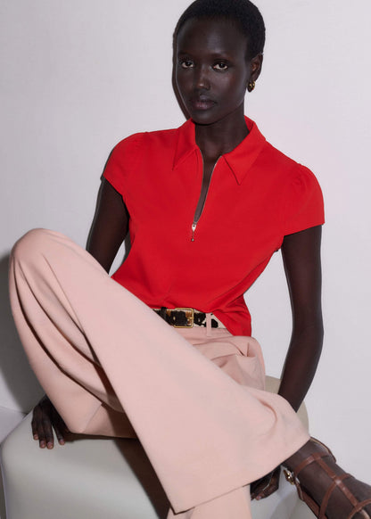 Red Cap Sleeve Polo Top | ME+EM