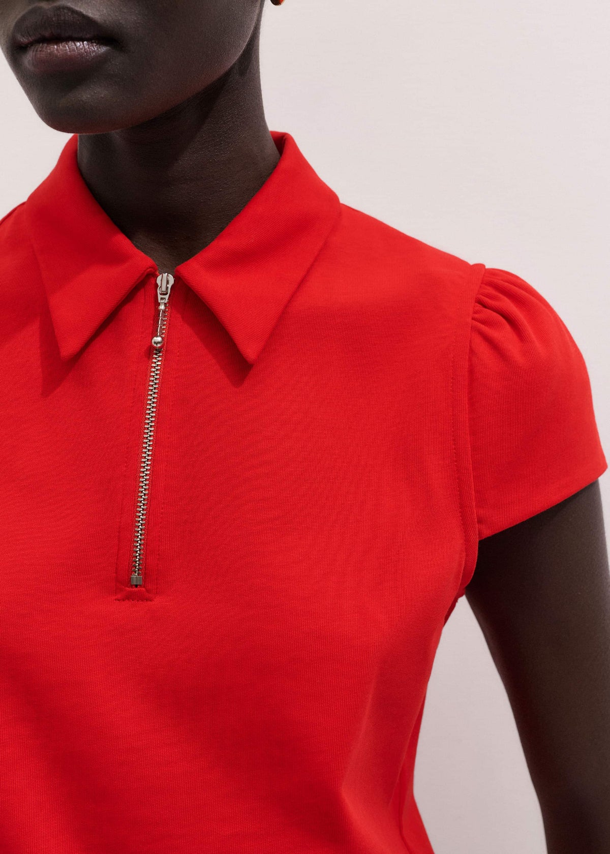 Red Cap Sleeve Polo Top | ME+EM