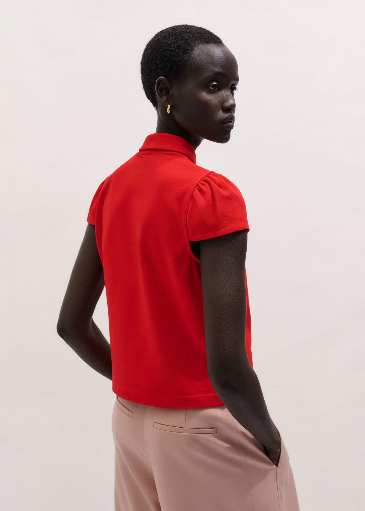 Red Cap Sleeve Polo Top | ME+EM