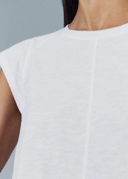 White Cap Sleeve Crew Neck Swing Tee | ME+EM