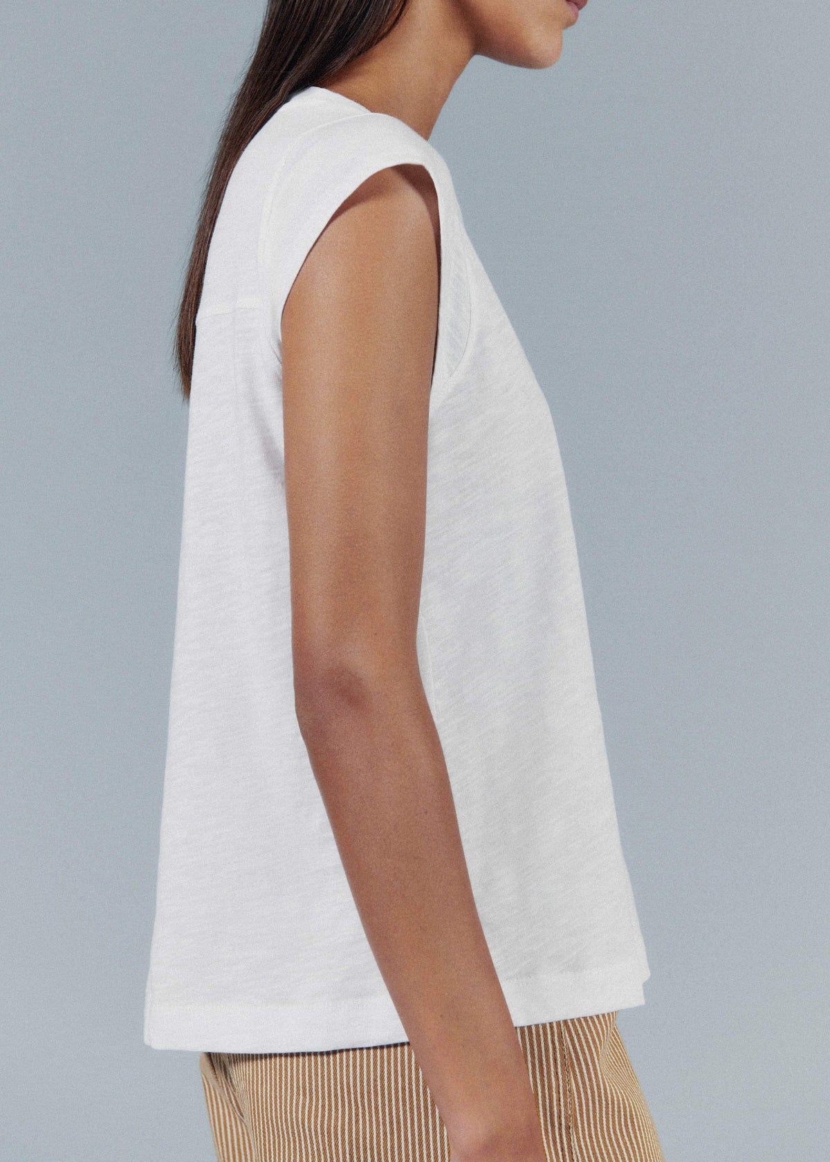 White Cap Sleeve Crew Neck Swing Tee | ME+EM