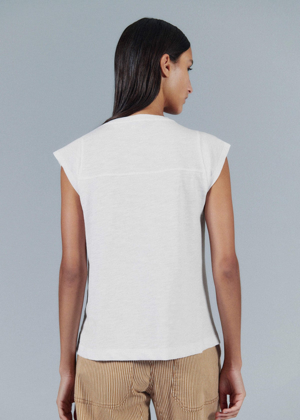 White Cap Sleeve Crew Neck Swing Tee | ME+EM