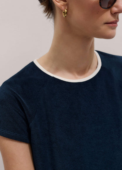 Navy Toweling Rib Trim Baby Tee | ME+EM