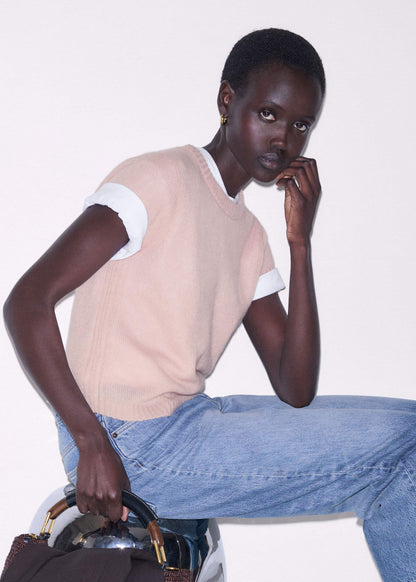 Pink Merino Cashmere Silk Straight Baby Tee | ME+EM