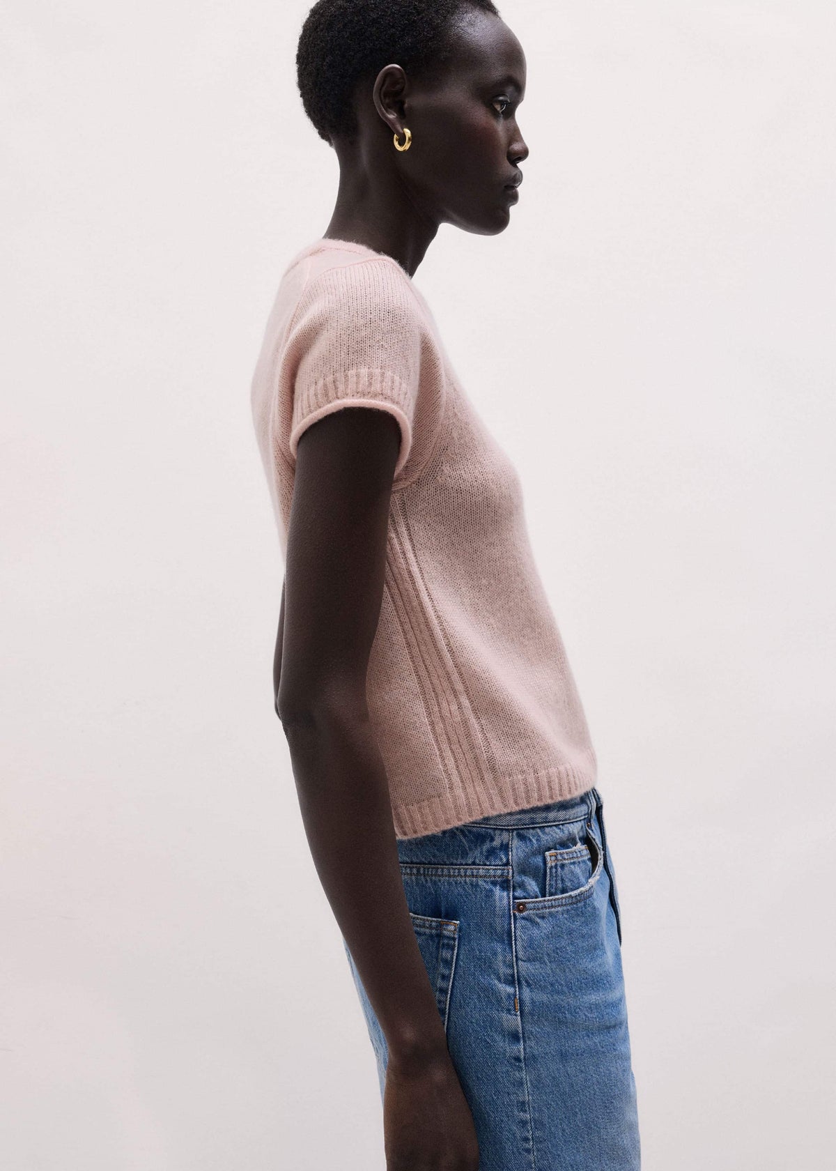 Pink Merino Cashmere Silk Straight Baby Tee | ME+EM