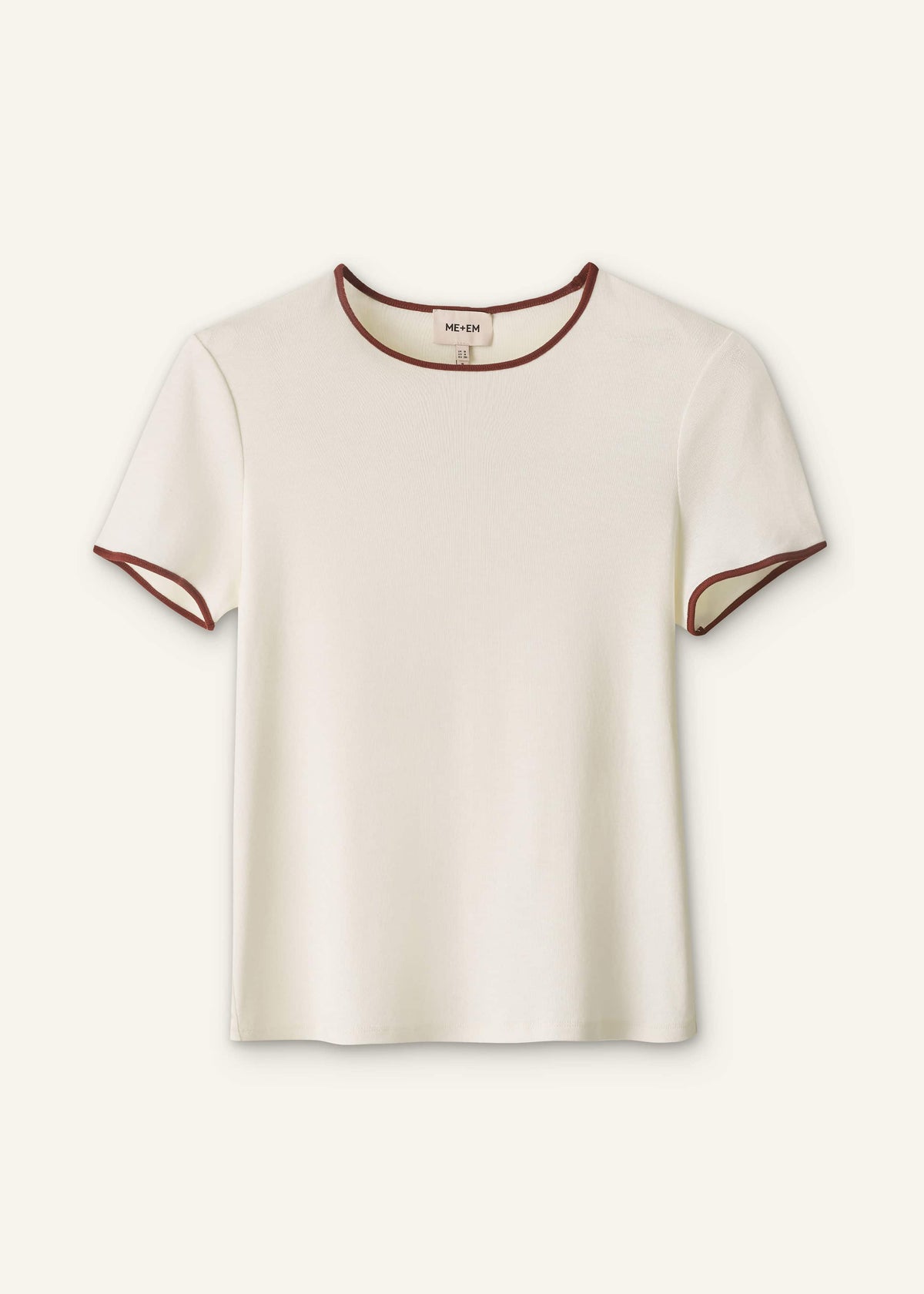 Cream Contrast Trim Slim Tee | ME+EM