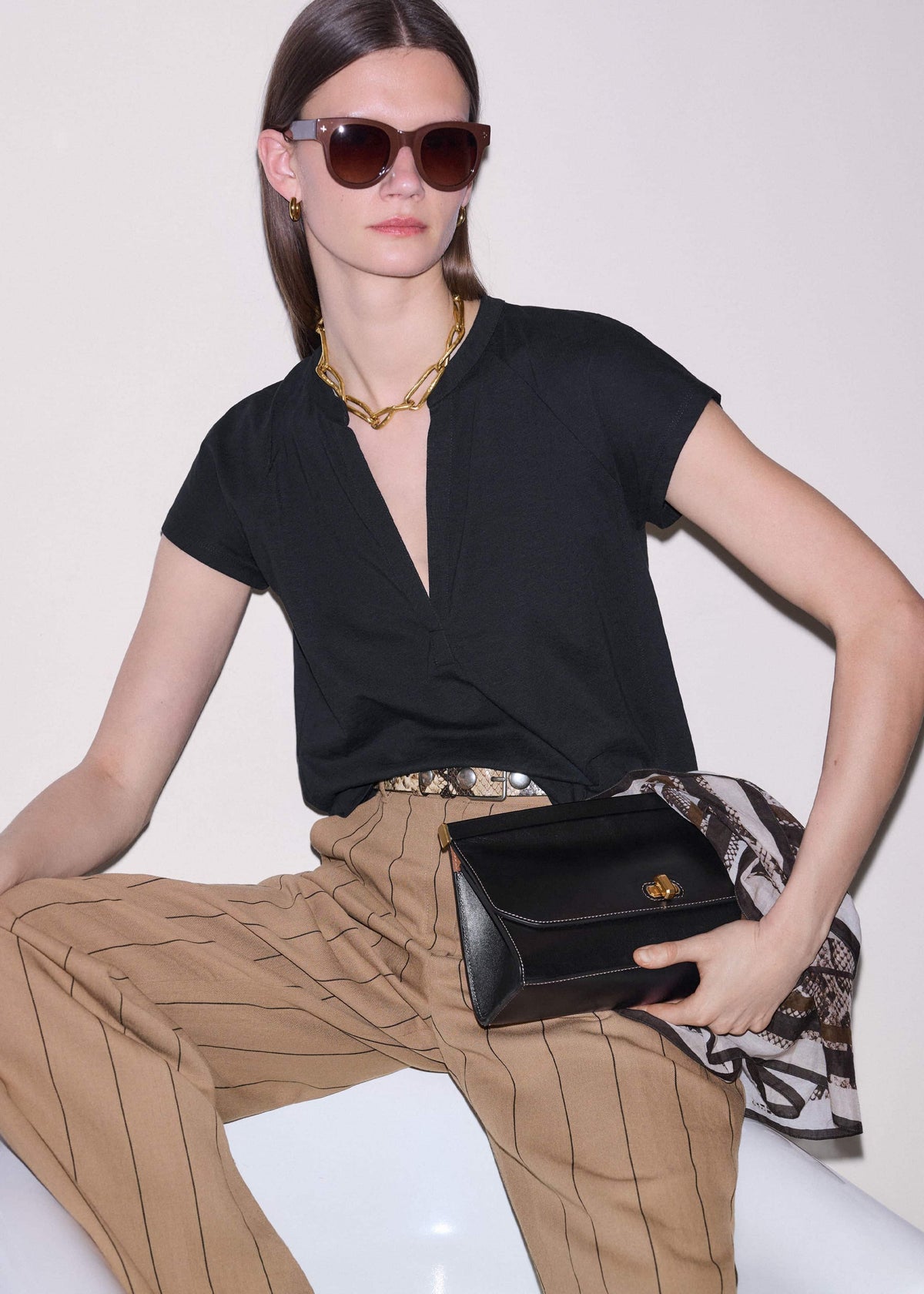 Black Open Placket Swing Top | ME+EM