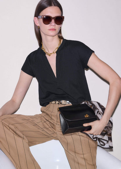 Black Open Placket Swing Top | ME+EM