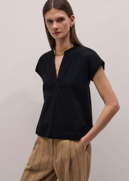 Black Open Placket Swing Top | ME+EM