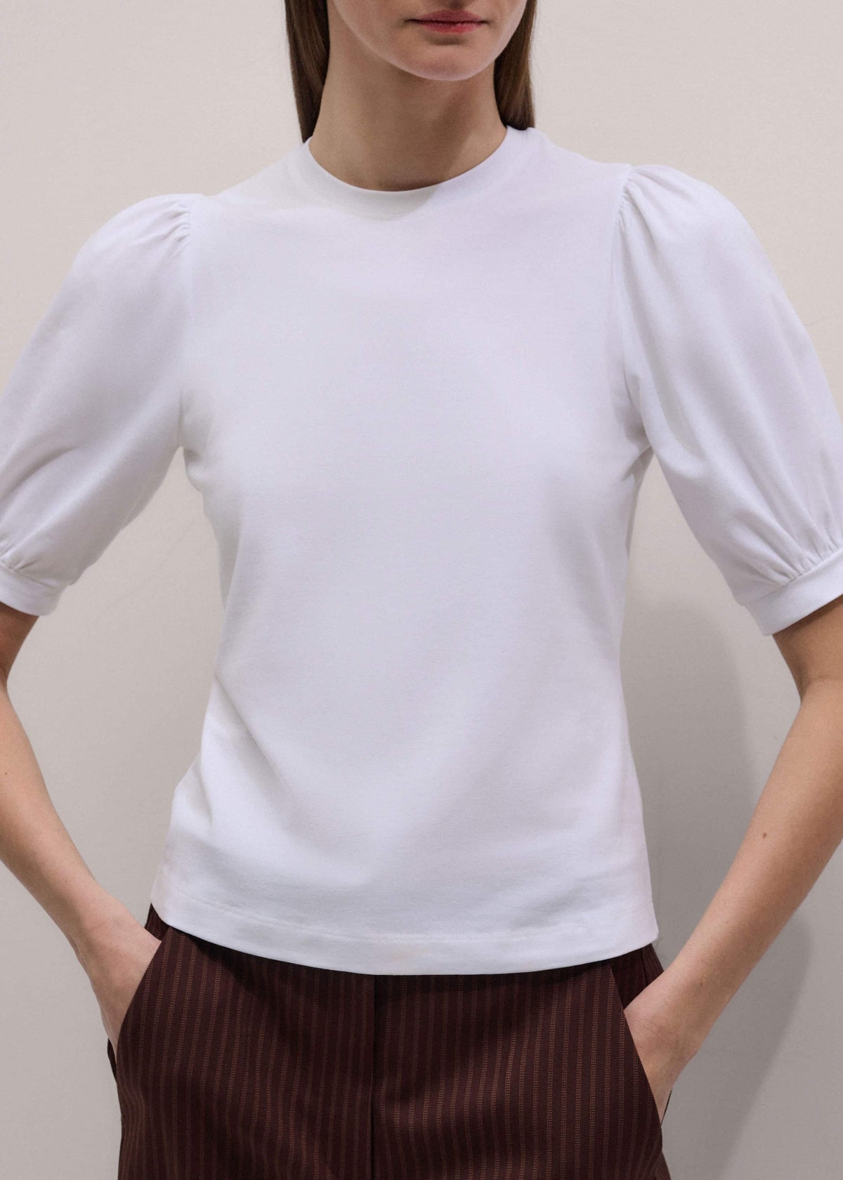 White Feminine Sleeve Tee | ME+EM