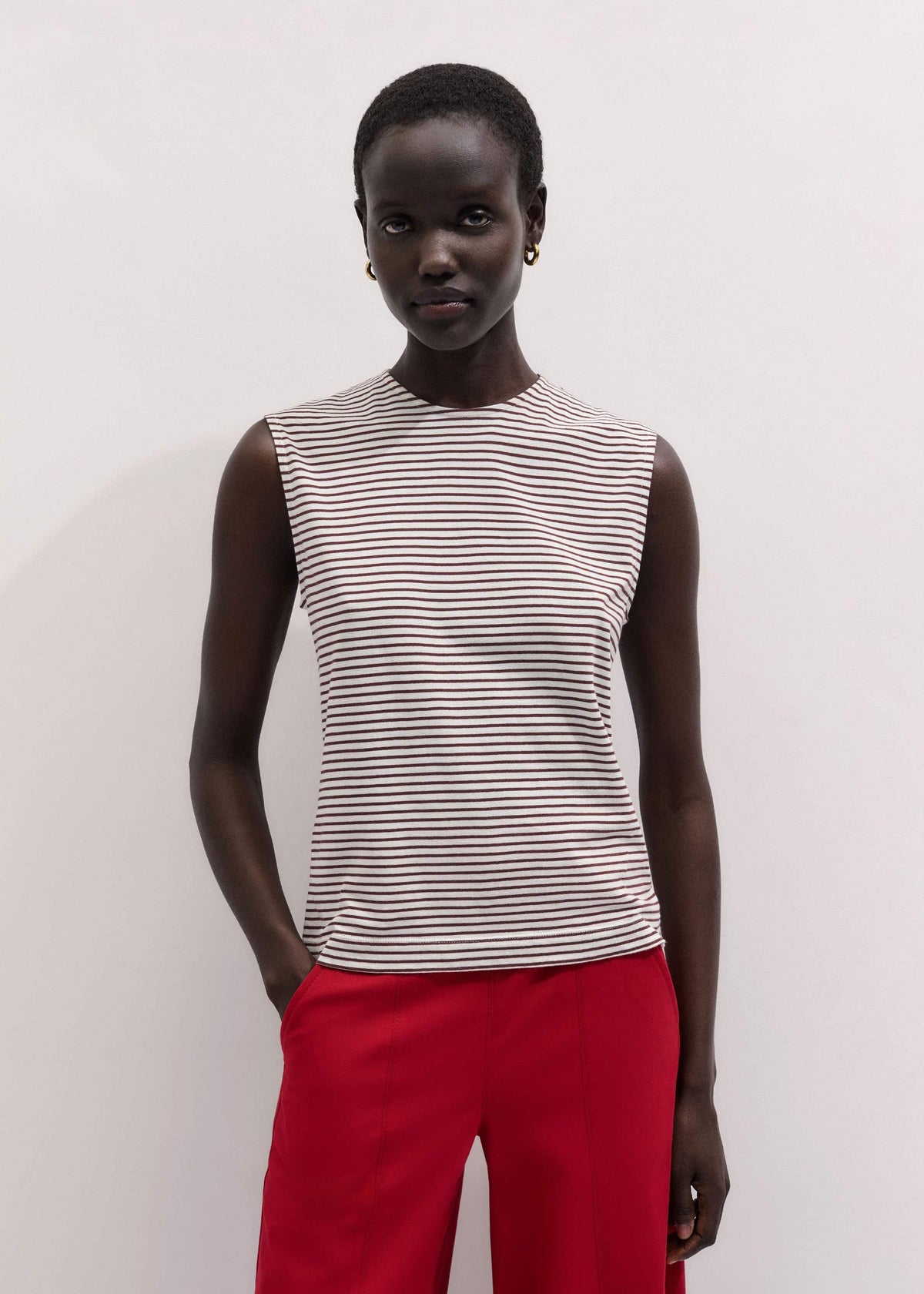 Brown Scarf Neck Tank | ME+EM