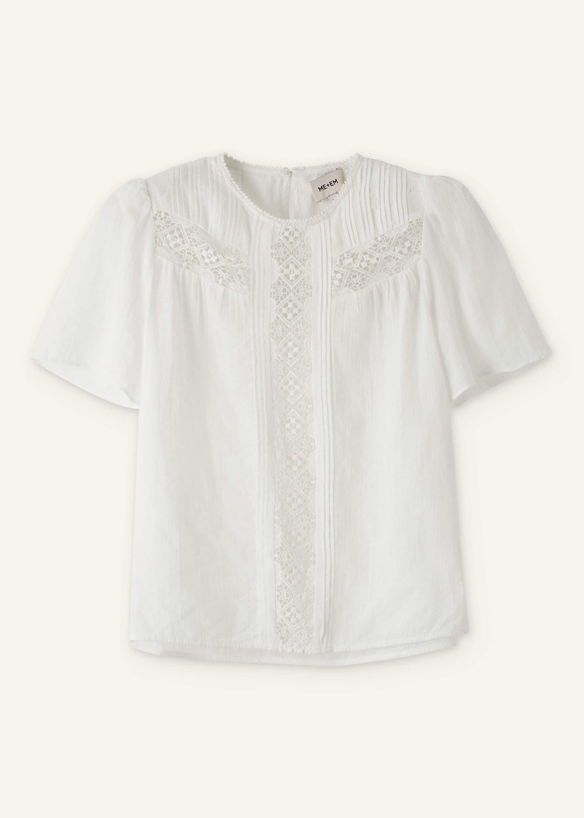 White Embroidered Cutout Tee | ME+EM