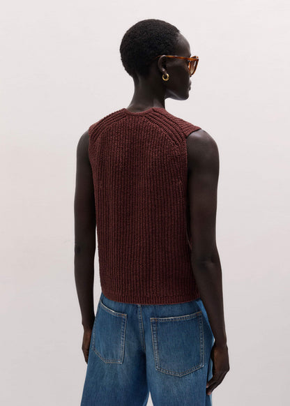 Cinnamon Brown Relaxed Knit Vest | ME+EM