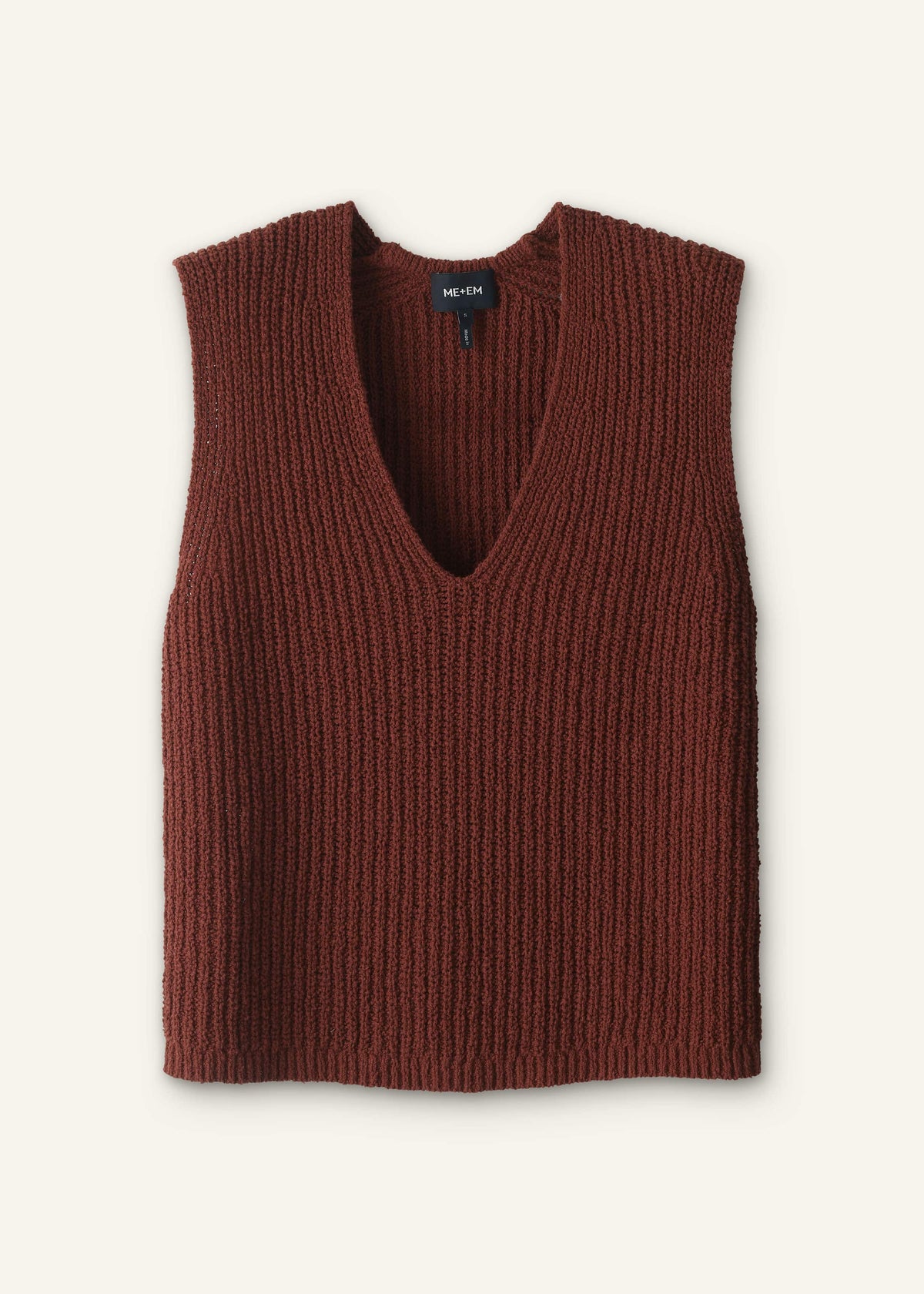 Cinnamon Brown Relaxed Knit Vest | ME+EM