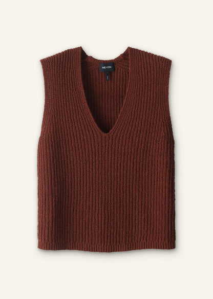 Cinnamon Brown Relaxed Knit Vest | ME+EM