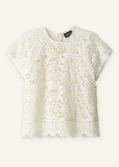Cream Lace Crochet Crop Tee | ME+EM