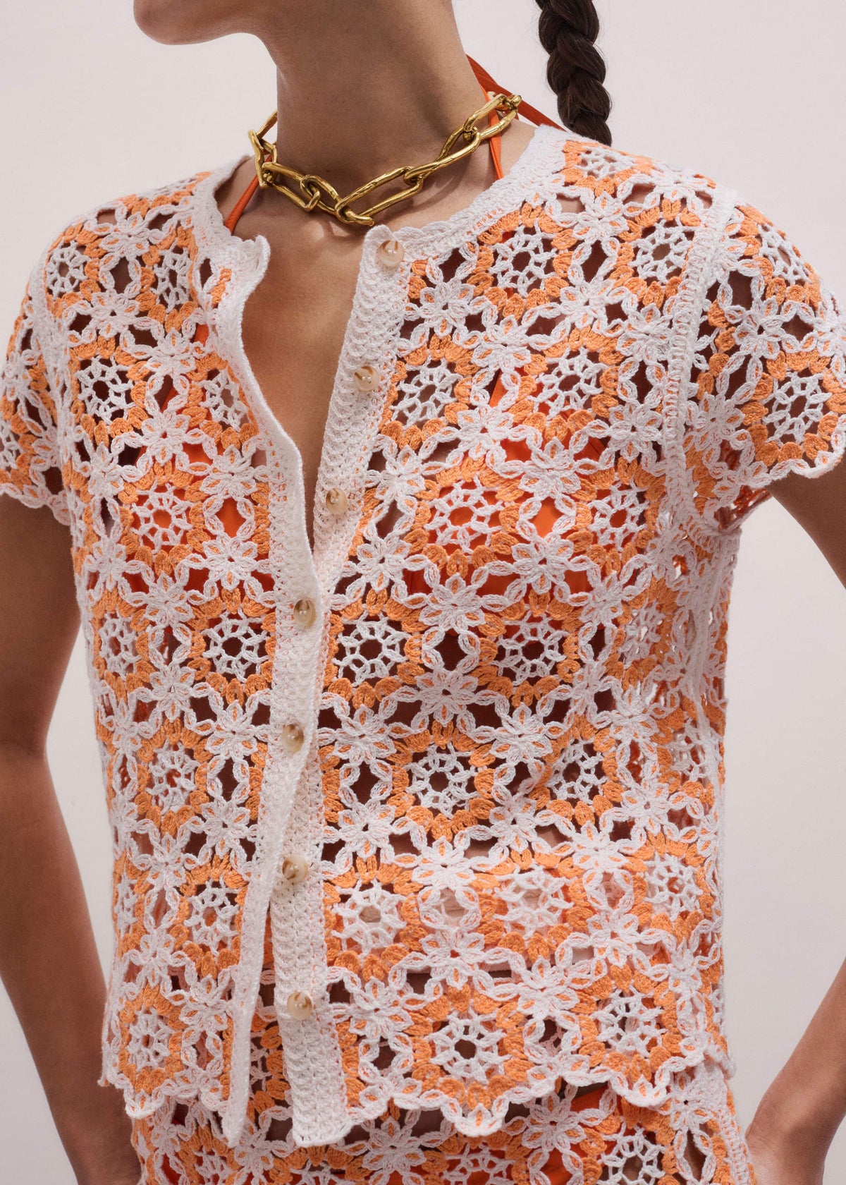 Floral Crochet Orange Beach Baby Tee | ME+EM