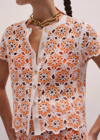 Floral Crochet Orange Beach Baby Tee | ME+EM