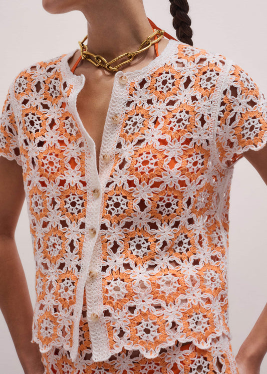 Floral Crochet Orange Beach Baby Tee | ME+EM