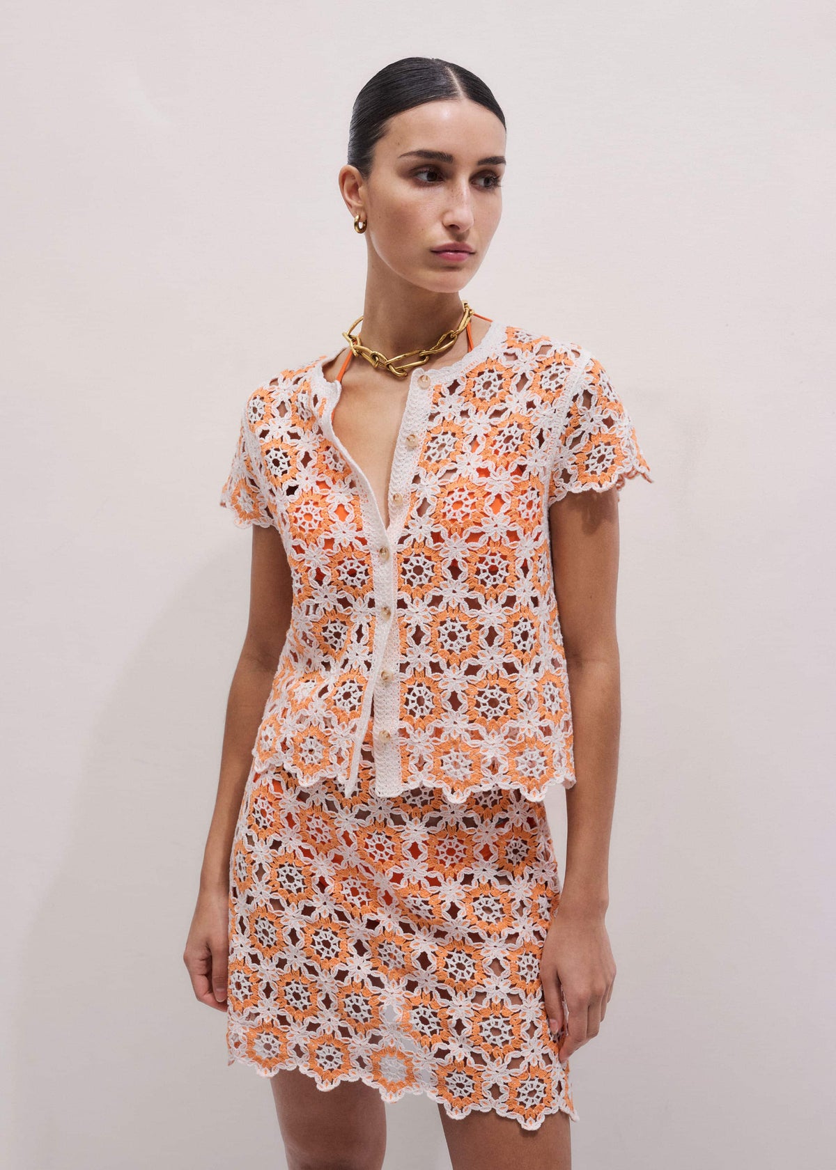 Floral Crochet Orange Beach Baby Tee | ME+EM